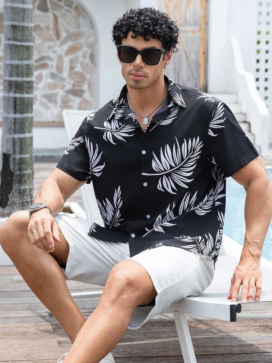 Hawaiian Shirt for Men Short Sleeve Tropical Floral Beach Shirts Casual Vacation Button Down Shirt for Summer
