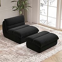 Vista 7 de Bean Bag Chair with Ottoman, Cozy Comfy Reading Nook Chairs, Ultra Soft Corduroy Fabric Bean Bag Chairs for Adults, Reading Chair with Ottoman for