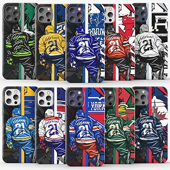 Personalized Ice Hockey Art Player Jersey Team Phone Case Custom Name and Number Ice Hockey Protective Cover Customized Compatible with Tough Case iPhone 16 15 14 12 13 11 X XR XS Pro max Mini Plus