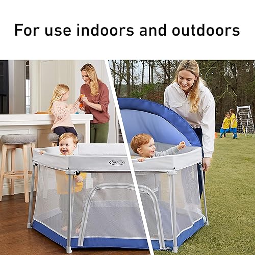 Miniatura 5 de Graco Pack n Play LiteTraveler LX Playard para exteriores e interiores con toldo compacto plegable UV Canyon Brisa, Canyon