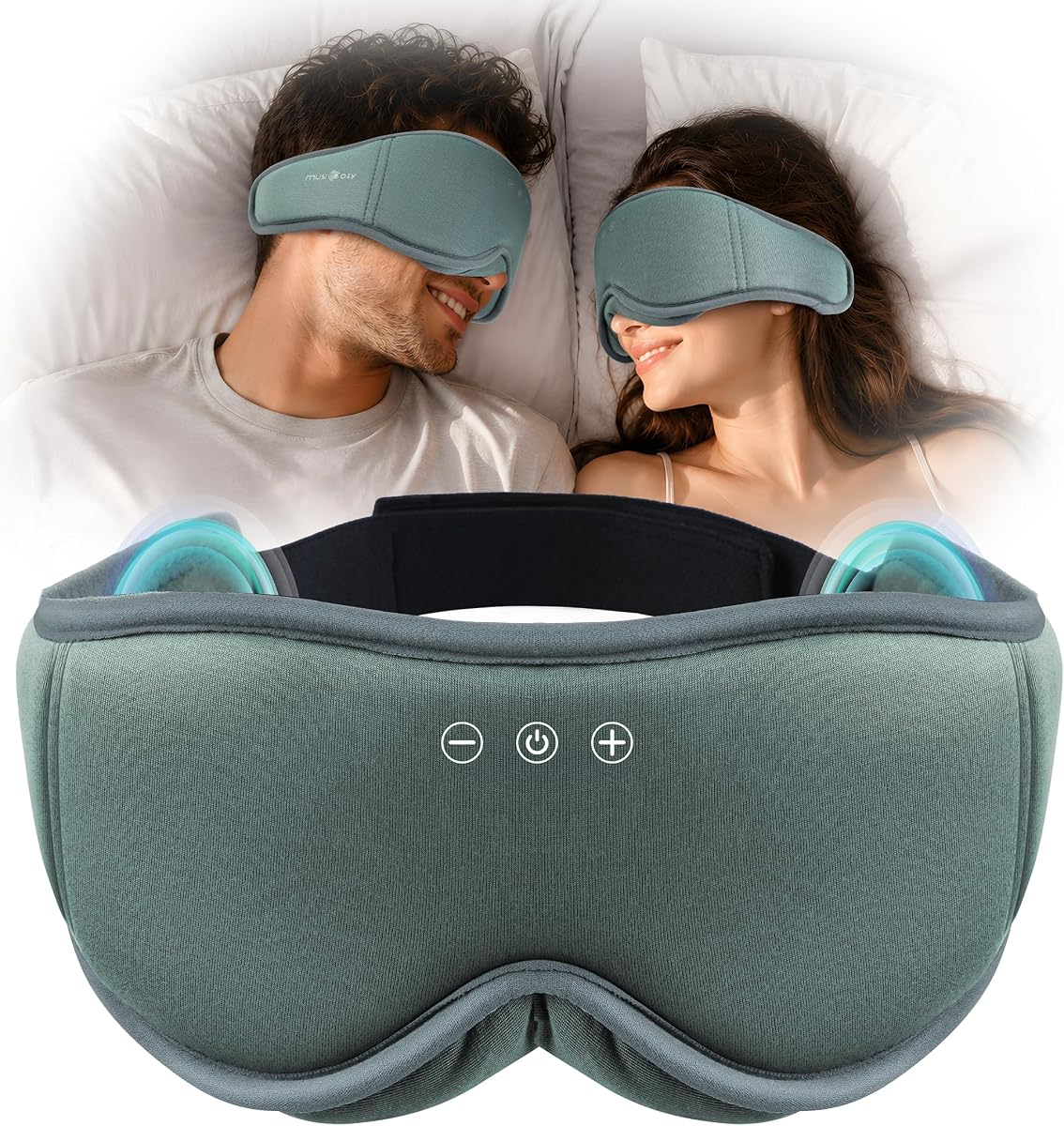 MUSICOZY Schlafmaske mit kopfhörer | 100% Schatten 3D Schlafkopfhörer schlafmaske Bluetooth Weich Augenmaske aus Bio-Bambus-Baumwolle für Reisen,erholsamen| Bluetooth 5.4 Schlaf Kopfhörer