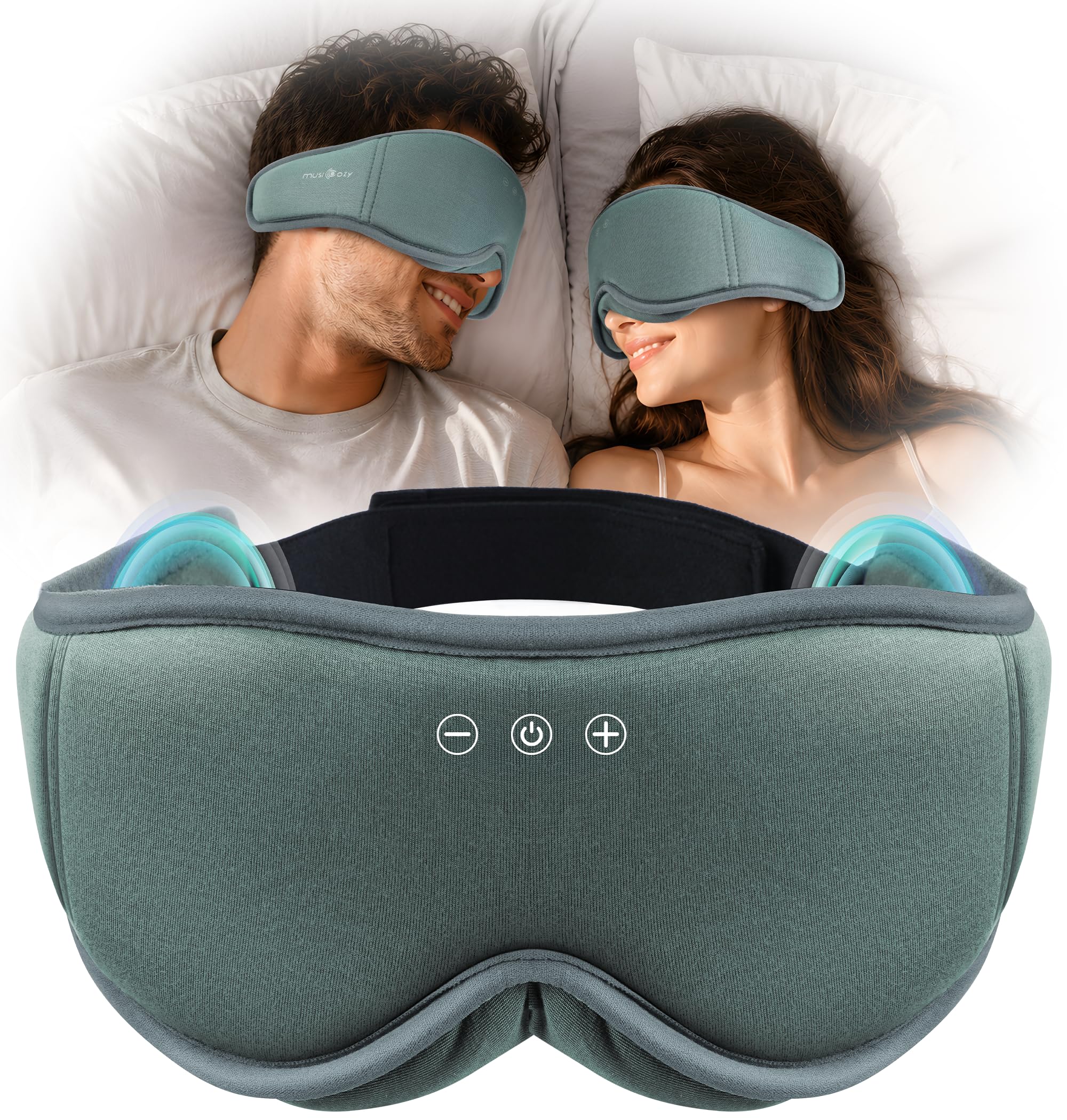 MUSICOZY Schlafmaske mit kopfhörer | 100% Schatten 3D Schlafkopfhörer schlafmaske Bluetooth Weich Augenmaske aus Bio-Bambus-Baumwolle für Reisen,erholsamen| Bluetooth 5.4 Schlaf Kopfhörer