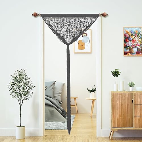 Miniatura 6 de YaoYue Cortina de cadena de encaje de macramé para puertas, divisor de habitación, puerta, panel de ventana hippie, divisor de habitación, cortinas