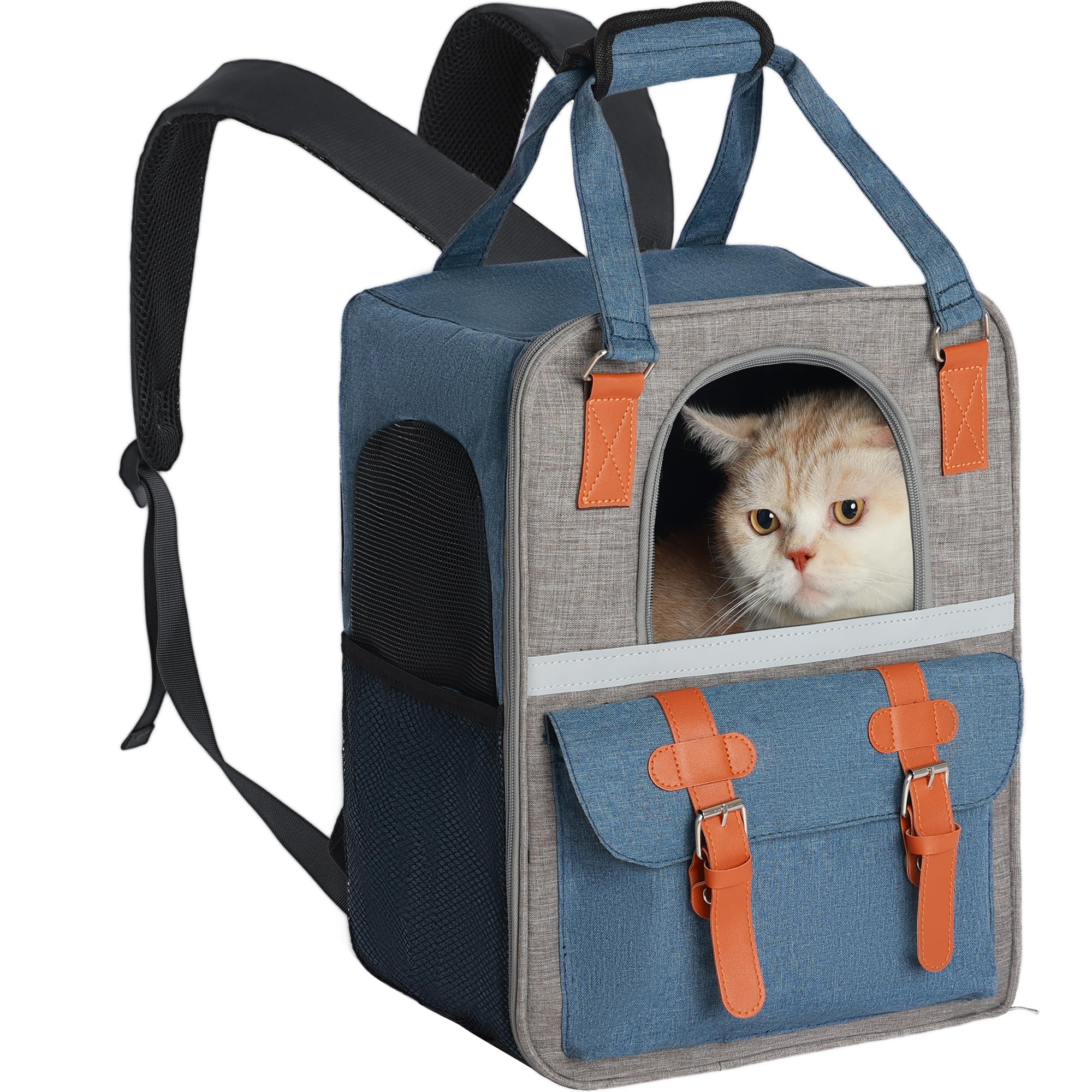 Cango Portable Pet Carrier Large Capacity Backpack for Small Medium Cats Dogs Puppies with Breathable Mesh and Safety Hook, Pet Carrier for Travel and Hiking