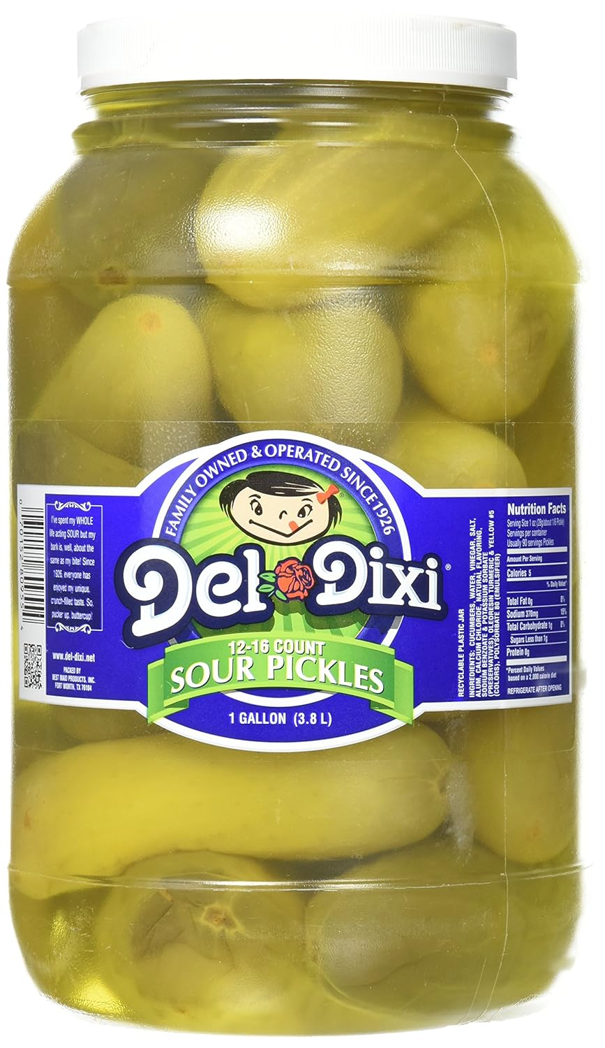 DelDixi Sour Pickles, 1 gal, 1216 pickles per jar Dill