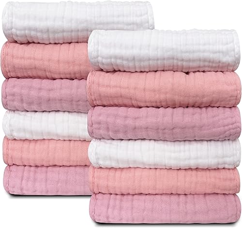 Miniatura 16 de Sunny zzzZZ - Toallitas de muselina para bebé, 100% algodón, suaves y absorbentes, grandes, para baño de bebés, niños, niñas y niños, paquete de 12,