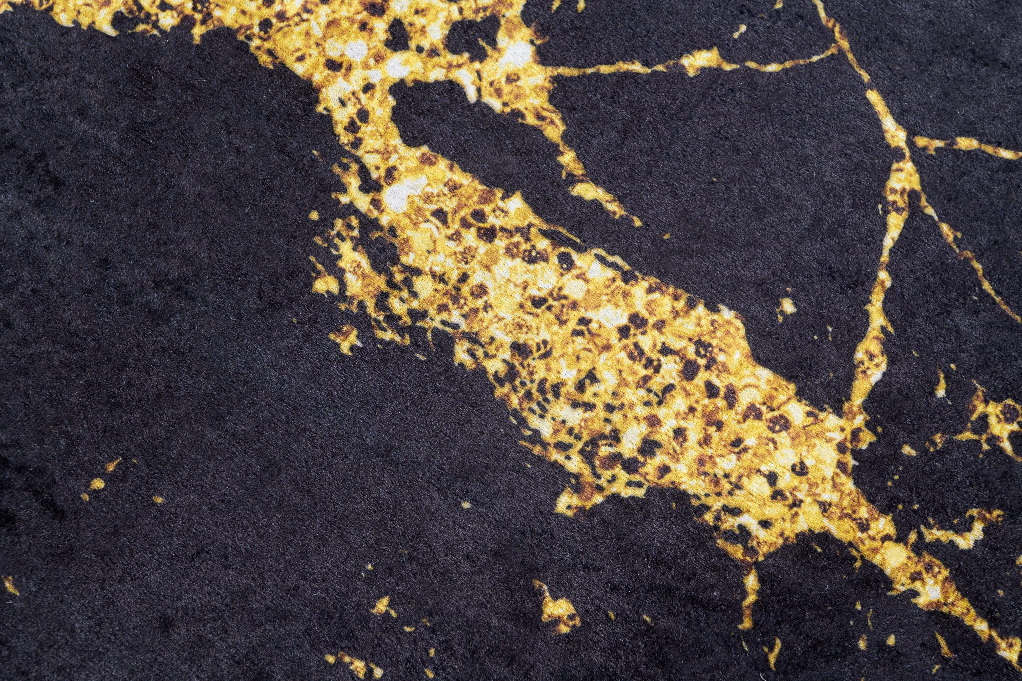 TAPISO Toscana Alfombra Antideslizante Suave de Salón Dormitorio Habitación Infantil Diseño Moderno Abstracto Negro Dorado Patrón Impreso Sin Pelo 160 x 230 cm