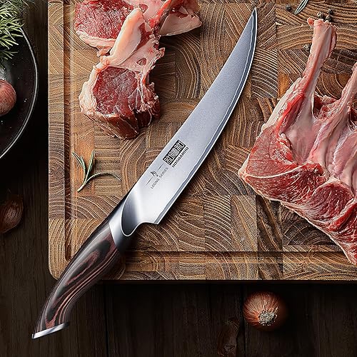 Miniatura 6 de HOSHANHO Cuchillo deshuesador de 6 pulgadas, cuchillo de filete de acero inoxidable de alto carbono para pescado, cuchillos de fileteado de cocina