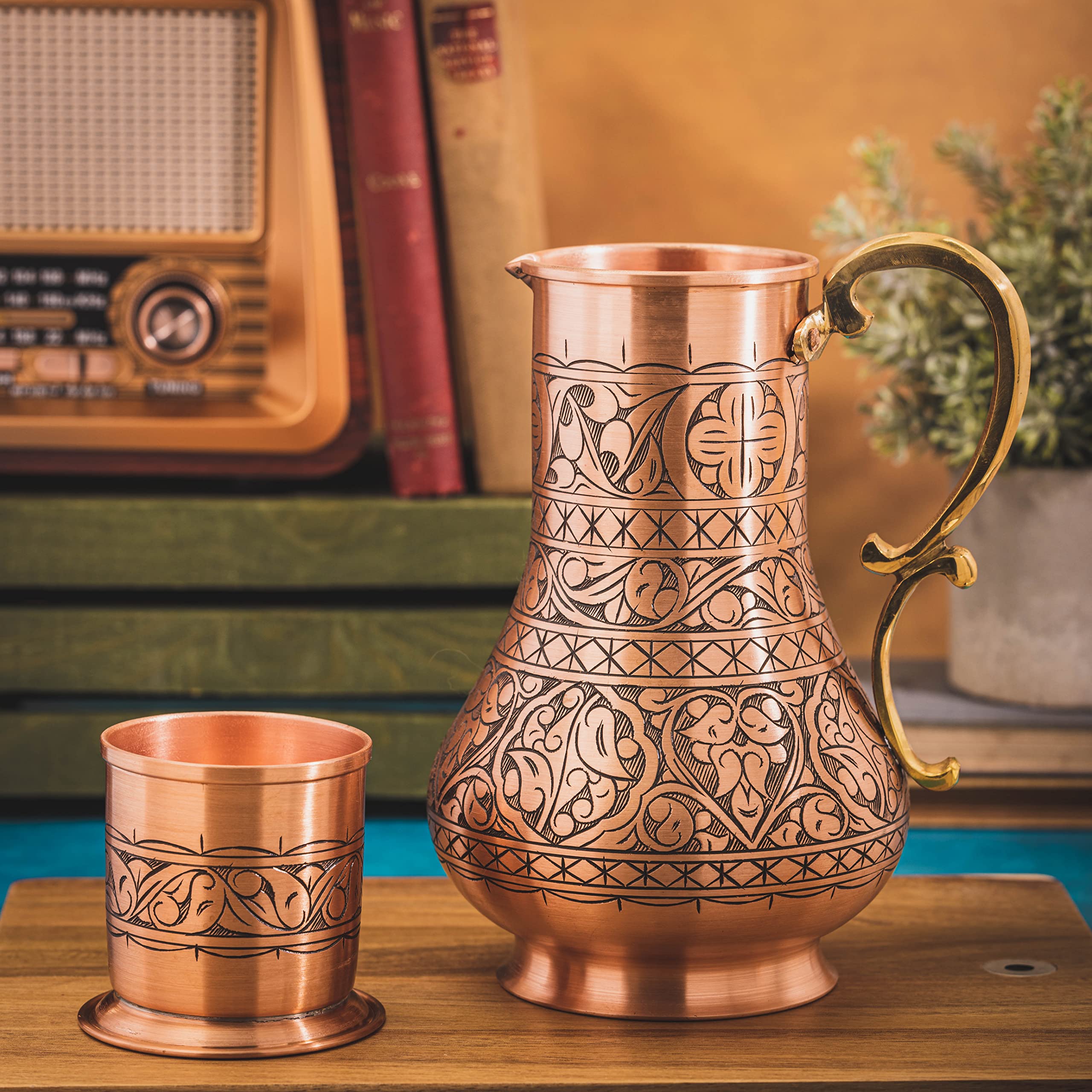 Amazon.com: KS Series - Copper Pitcher (45 oz) and Cup (7.7 oz