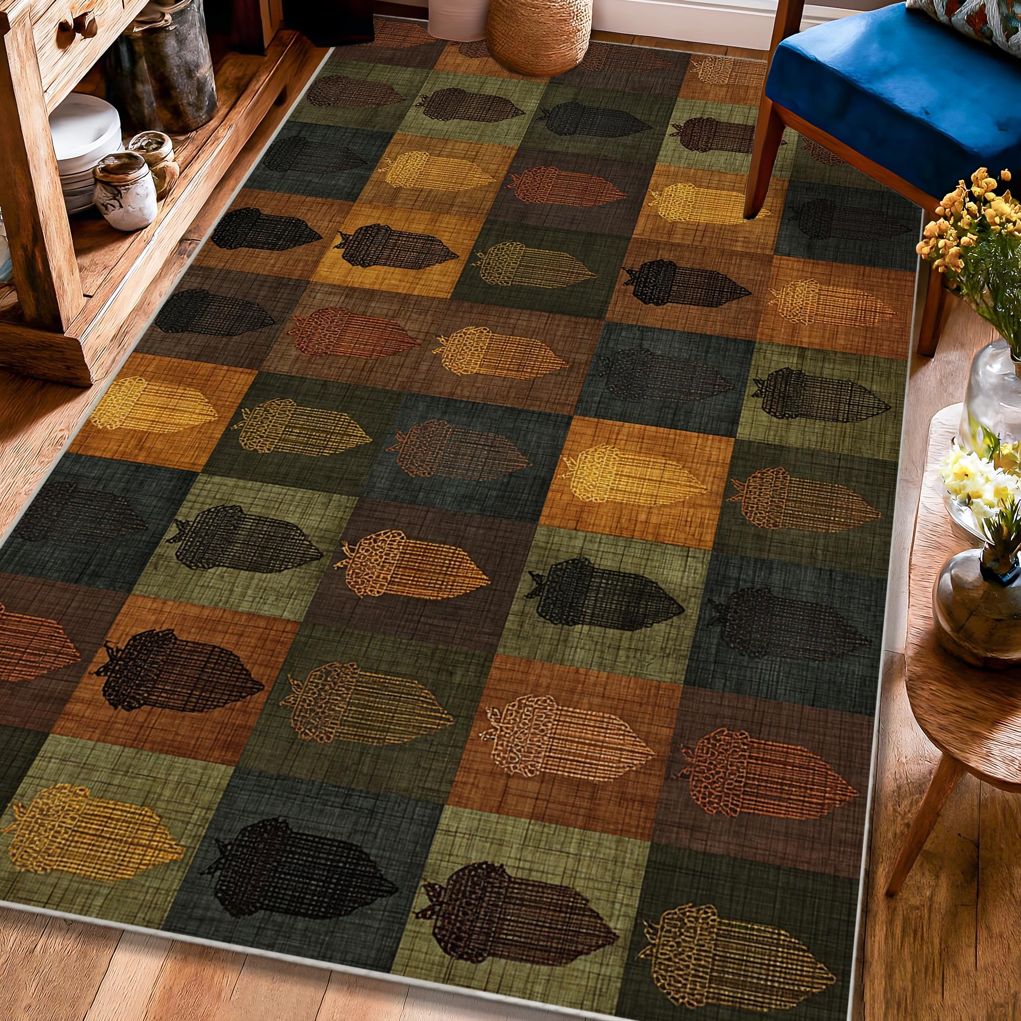 Tapis carré rustique d'automne Acorn chambre coucher et salle à manger 1,2x1,8m