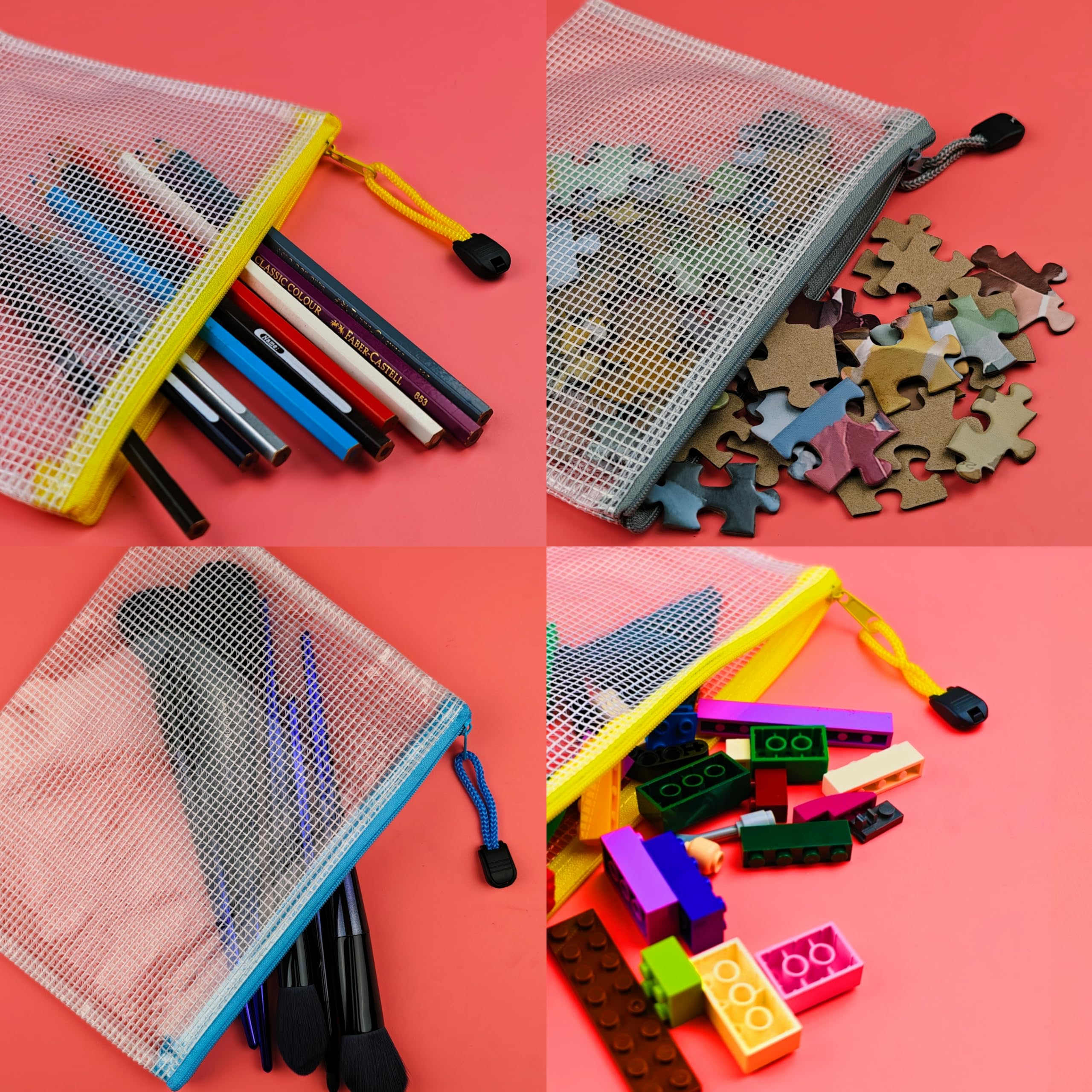 18 bolsas de malla de plástico con cremallera para documentos, bolsa con cremallera (multicolor, 3 x 5 pulgadas)