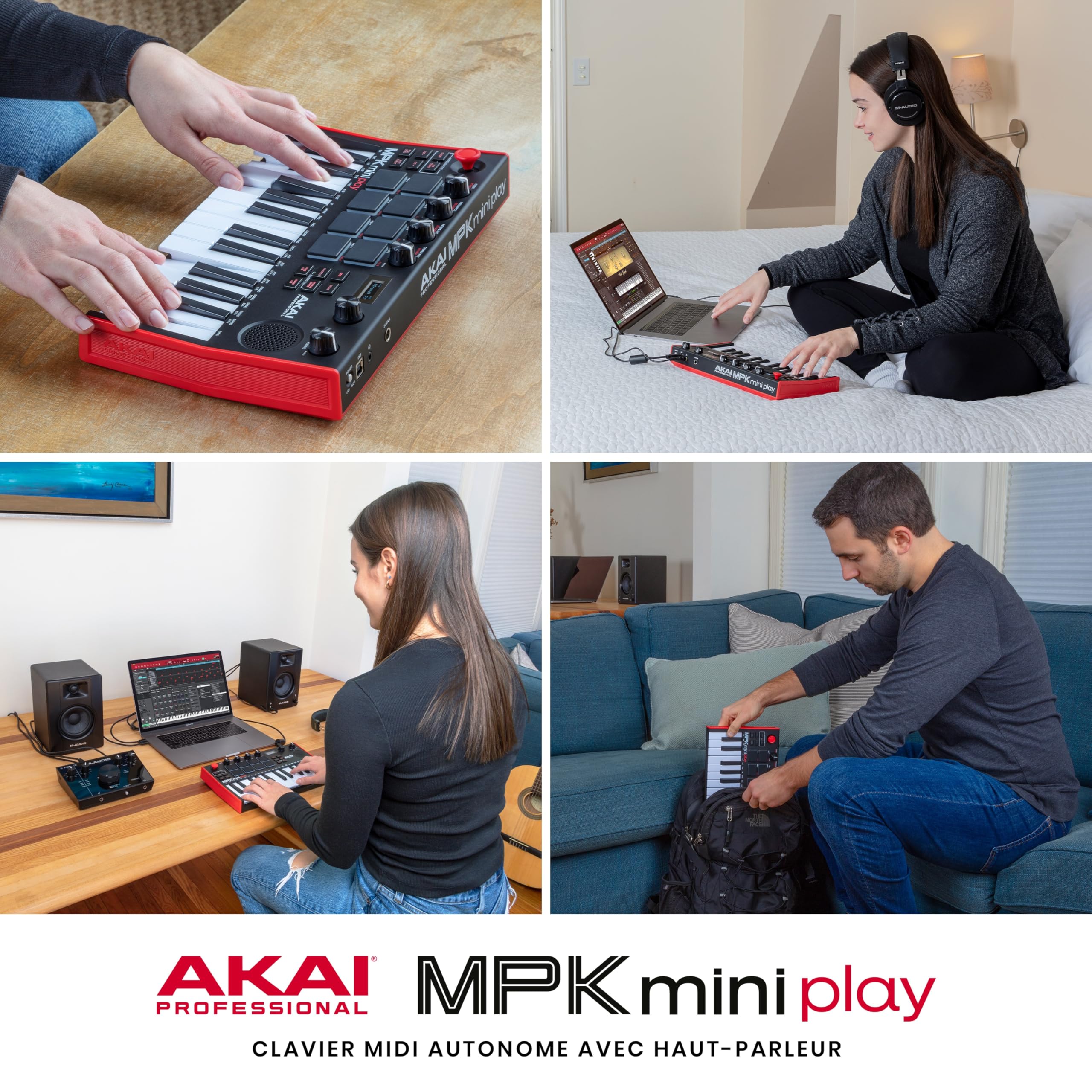 Akai Professional MPK Mini Play MK3 - Clavier MIDI Autonome avec Haut-Parleur et Sons Intégrés, Clavier Dynamique, Pads MPC, Suite Logicielle et Native Instruments Sound Package