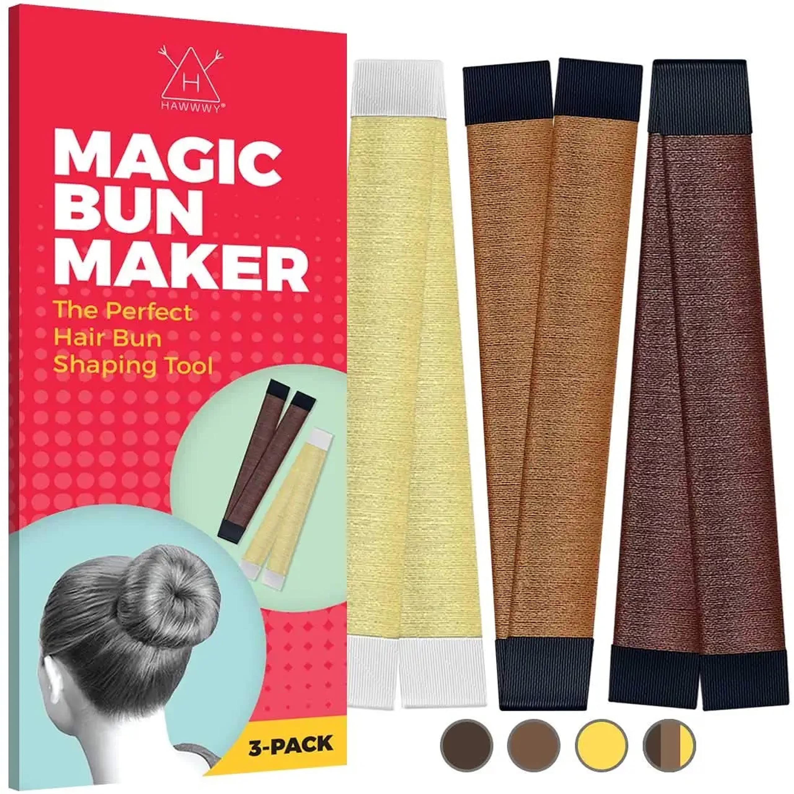 Hawwwy Hair Bun Maker 3 Pack - Ideal Bun Maker For Long Hair - Easy-To-Use Donut Bun Maker For Women And Kids - Quick and Stylish Updos For All Hair