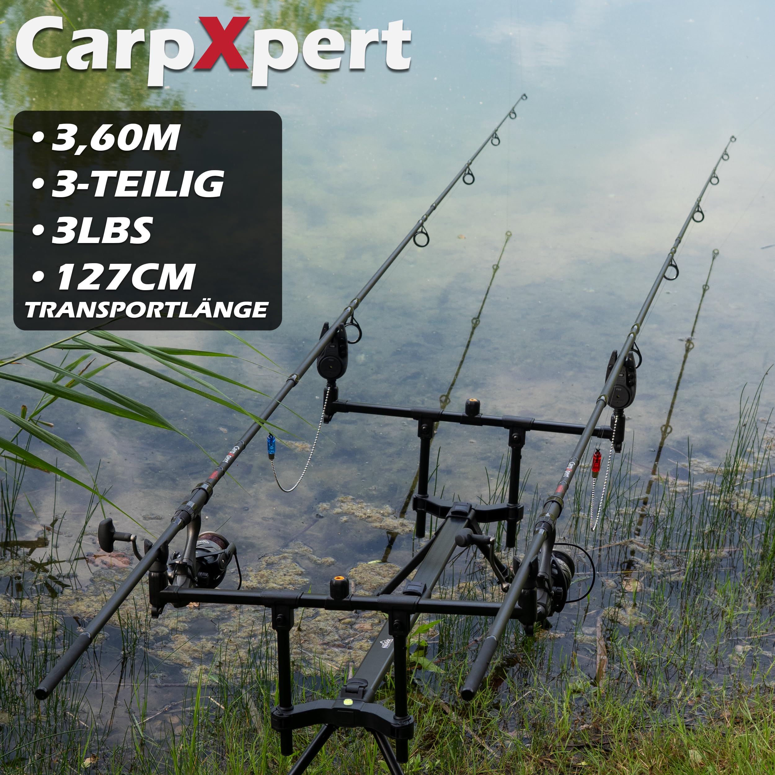 Paradox Fishing Karpfenrute CarpXpert 12ft 3,60m 3 LBS 3-teilig mit 5000 Carp Runner Karpfenrolle – Karpfen Angel Karpfen Rute