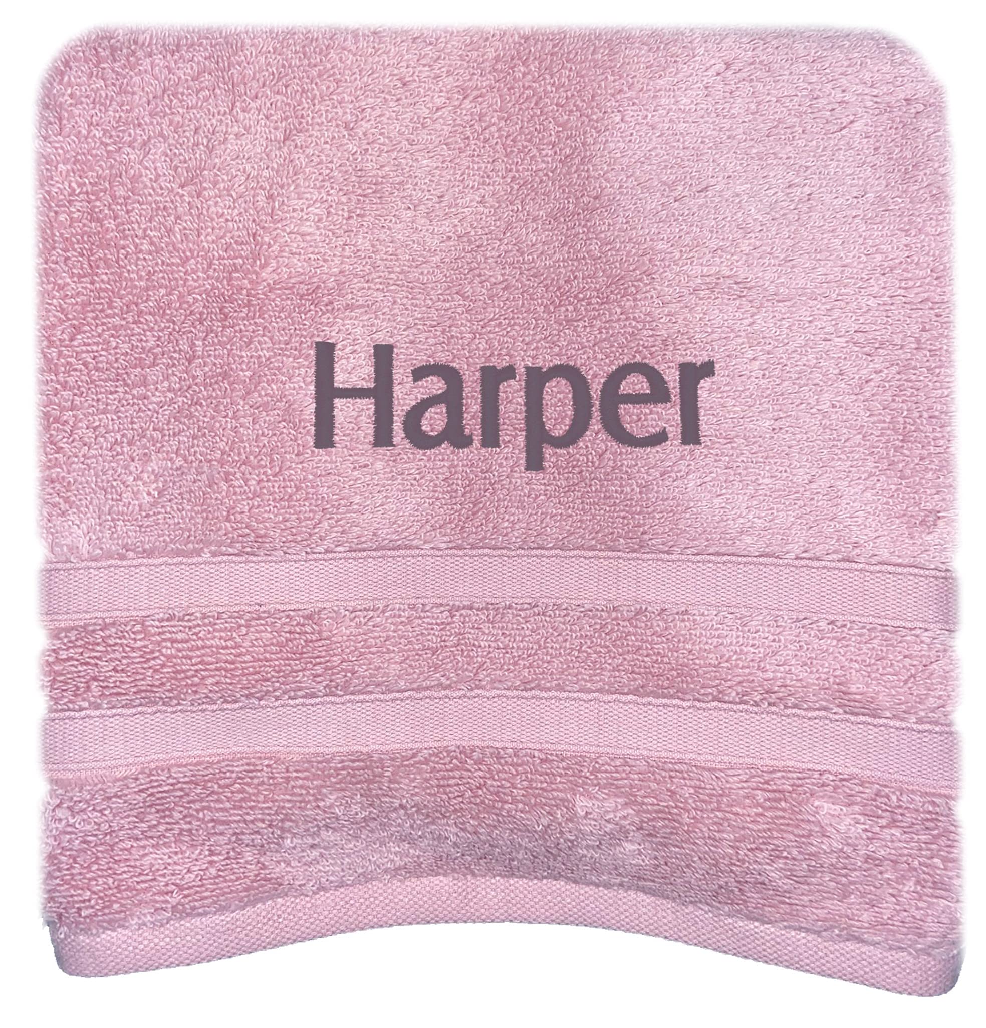Gaveno Personalised Bath Hand Towels Sizes Embroidered Name (Pink, Bath Towel)