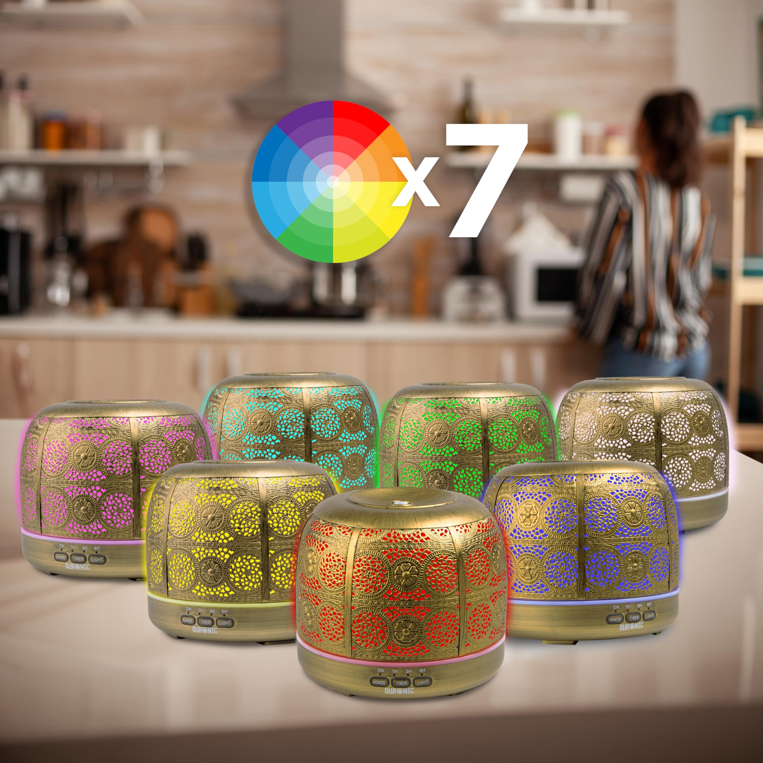 Duronic AD43 Difusor de Aromas y Brumizador de Aceites Esenciales, 500ml | Carga USB, Portátil, Purificador de Aire Natural, Aromaterapia, para Hogar, Bienestar, Relajación y Descanso