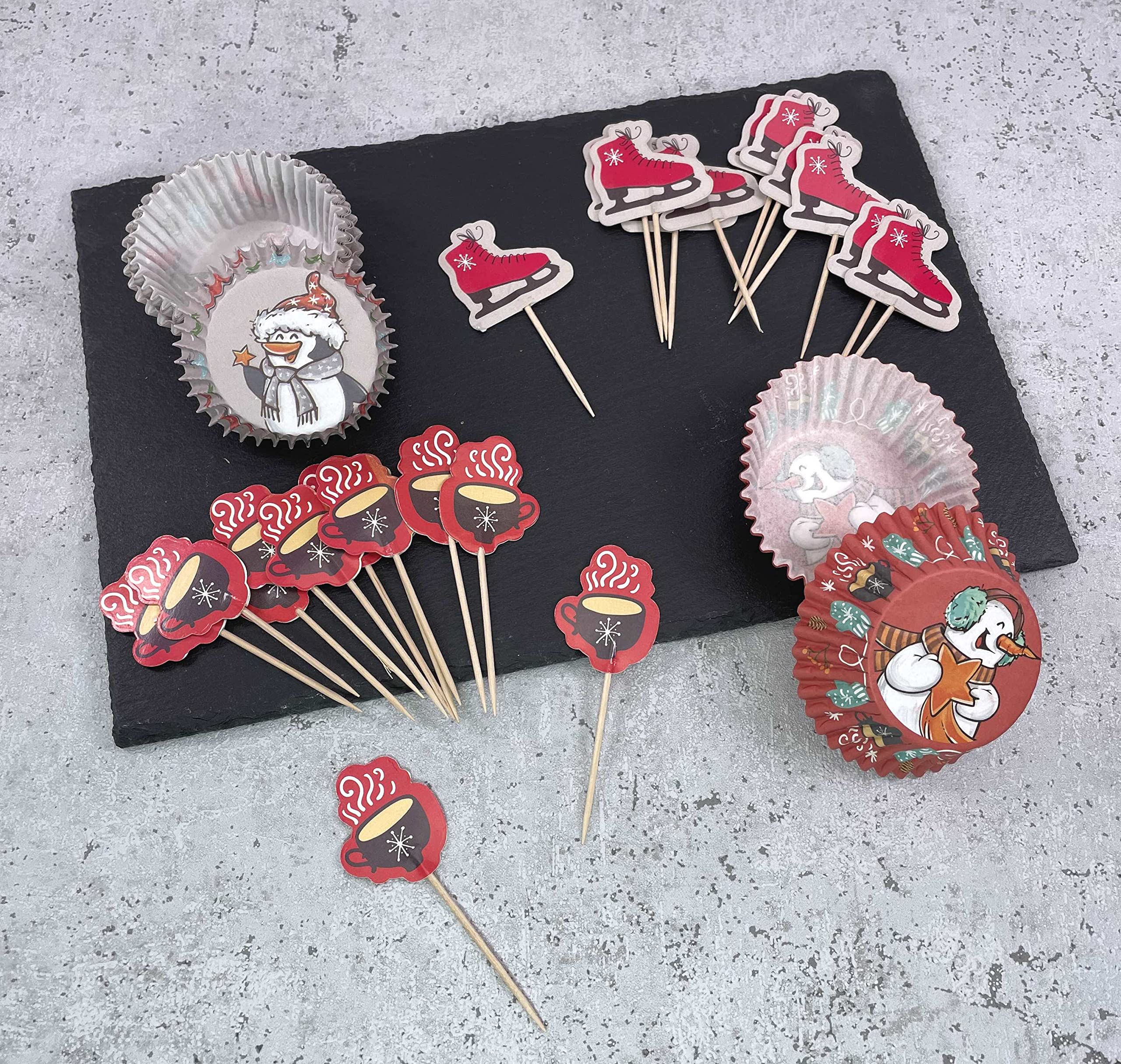 COcnny Mini-Cupcake-Förmchen Weihnachten – 200 Stück, Fettabweisend, Für Kuchen & Süßigkeiten