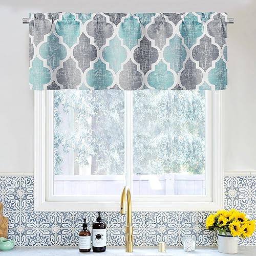 Miniatura 16 de Beauoop Cortinas 100% opacas de 84 pulgadas de largo, 2 paneles para dormitorio, sala de estar, azul, geométrico marroquí, para oscurecer la Ojal |