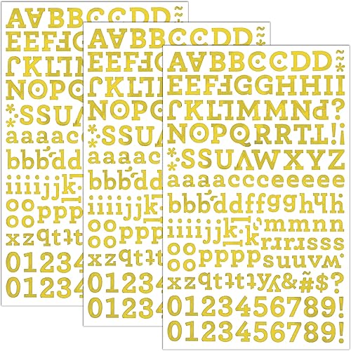 Miniatura 7 de QQ&U Calcomanías de letras del alfabeto de aluminio de 3 hojas (negro, plata, dorado)