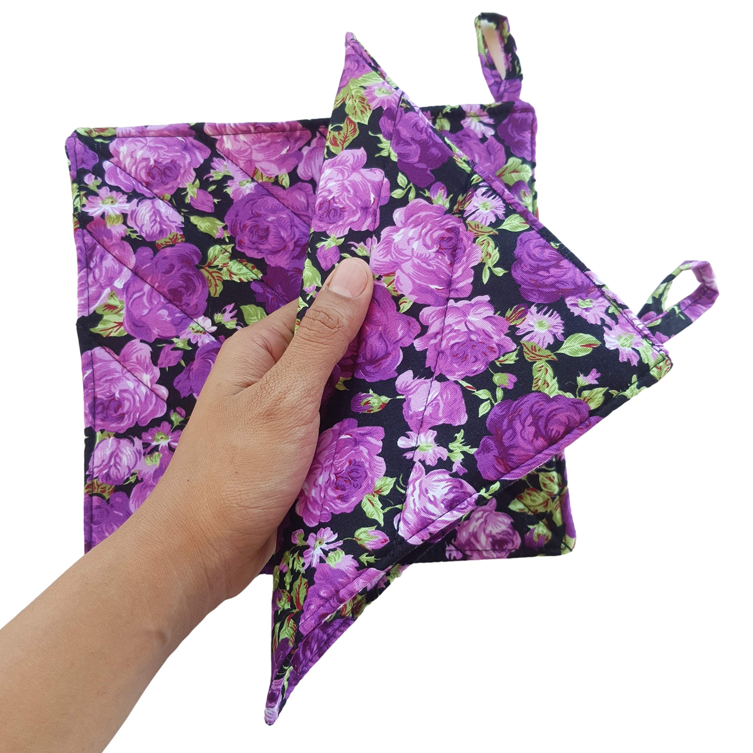 CUSHYSTORE Floral Blossom Garden Flower Pot Holder Oven Pads Potholders for Cooking Kitchen 7.75