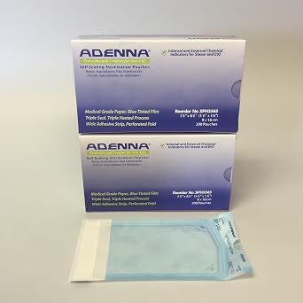 Adenna SPH3565 3-1/2" x 5-1/4" Self-Sealing Sterilization Pouches Autoclave Bags 200 per box 2 pack