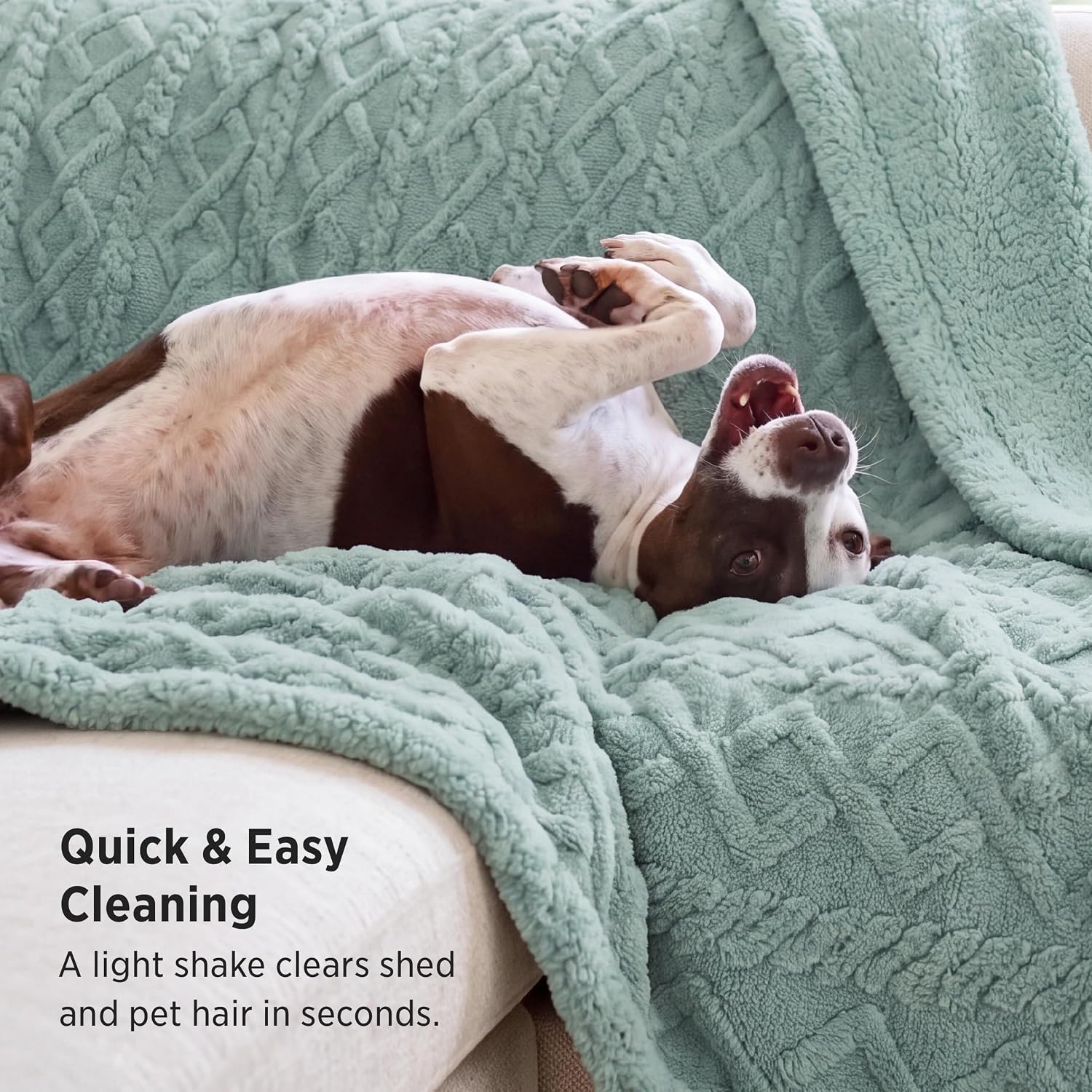 Bedsure Sherpa Fleece Blanket, Cable Jacquard Tufted, Warm, Sage Green image 4