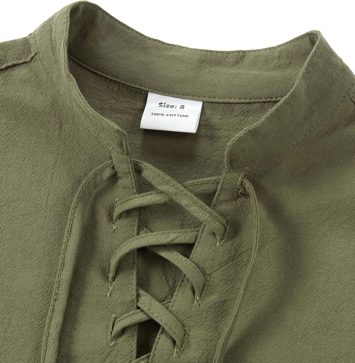 Boys Long Sleeve Cotton Lace up Shirts for Renaissance Pirate Viking Medieval Costume Without Belt - Image 6