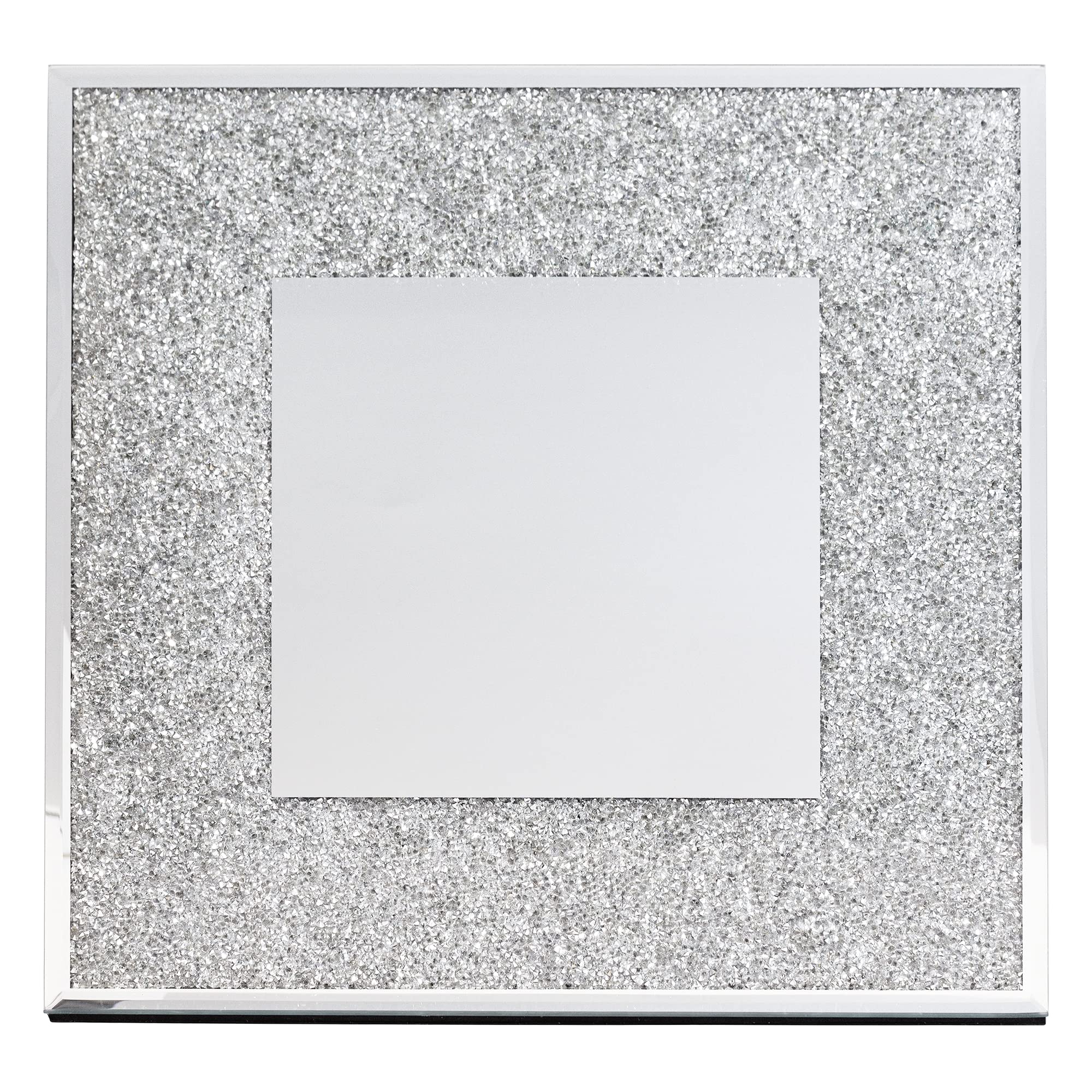 Regent Square Charger, Dramatic, Unique, Glass Mirror Dinner Plate Server, For Formal Dining Table Setting, Event, Wedding, Silver, 14", Sold