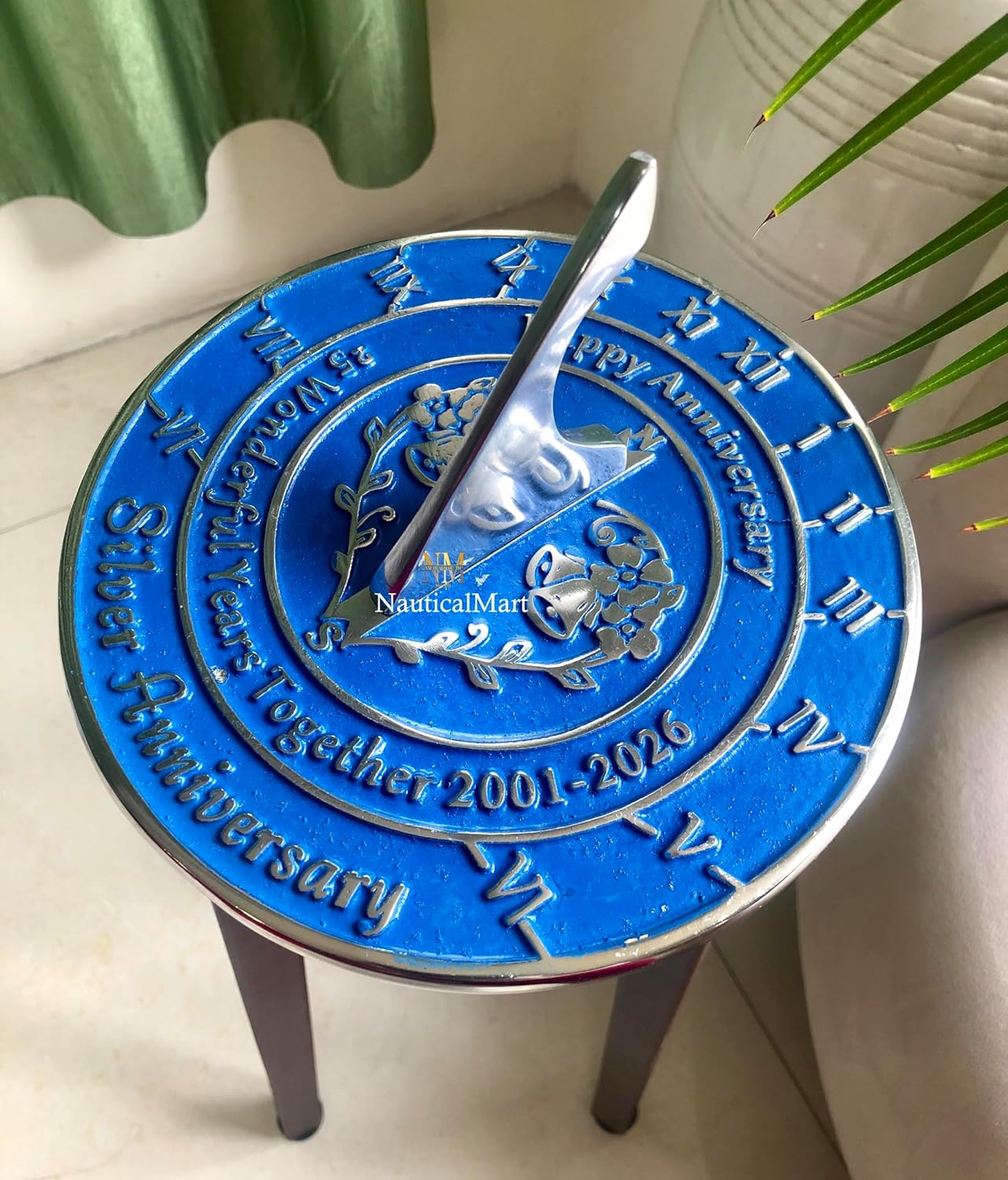 NauticalMart Anniversary Sundial Gift for 25th Silver Wedding Anniversary in 2026 Home Decor Or Garden Present Idea - Handmade Gifts for Him, Her Parents Or Couples 25 Year Celebration