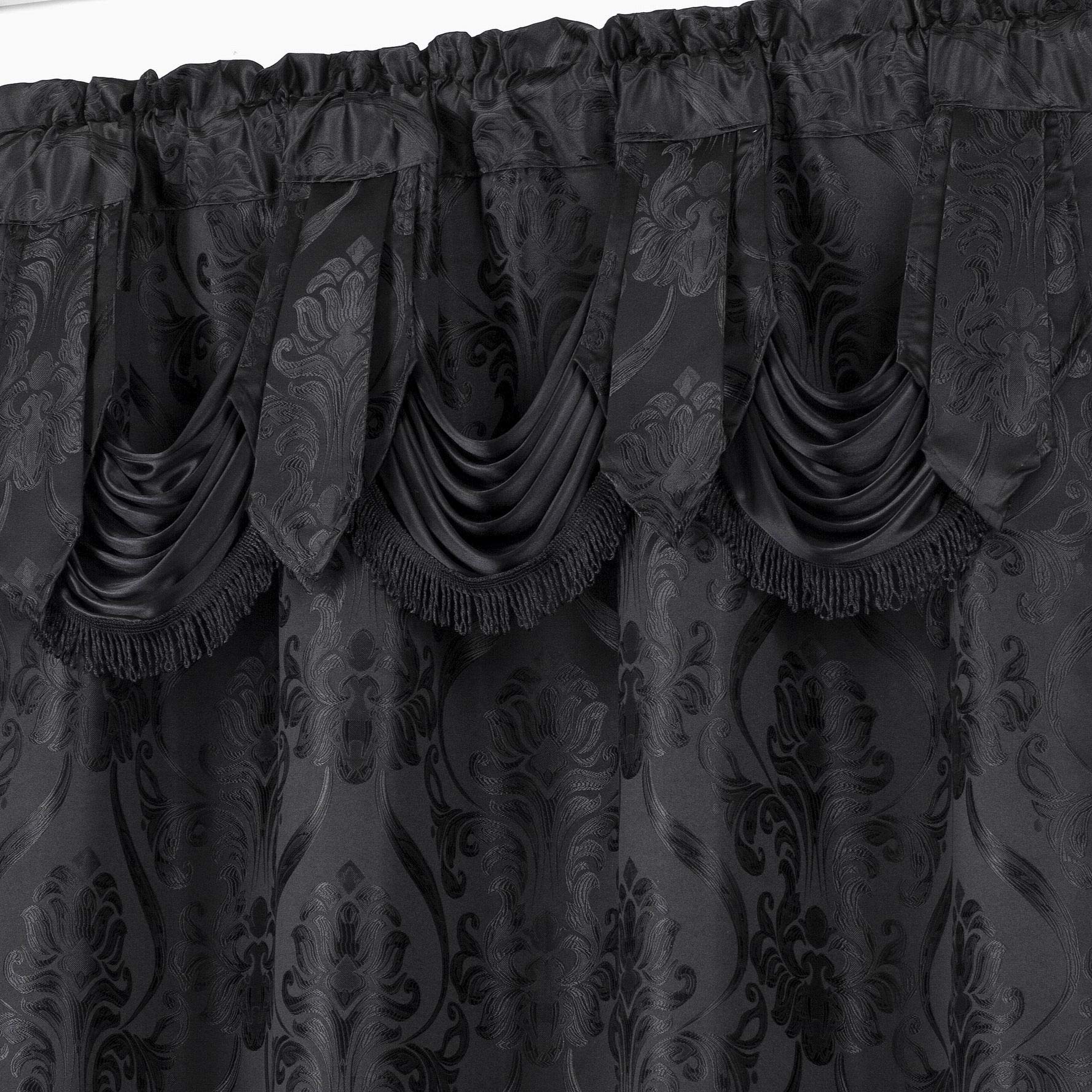 All American Collection New 4 Piece Drape Set with Attached Valance and Sheer with 2 Tie Backs Included (63