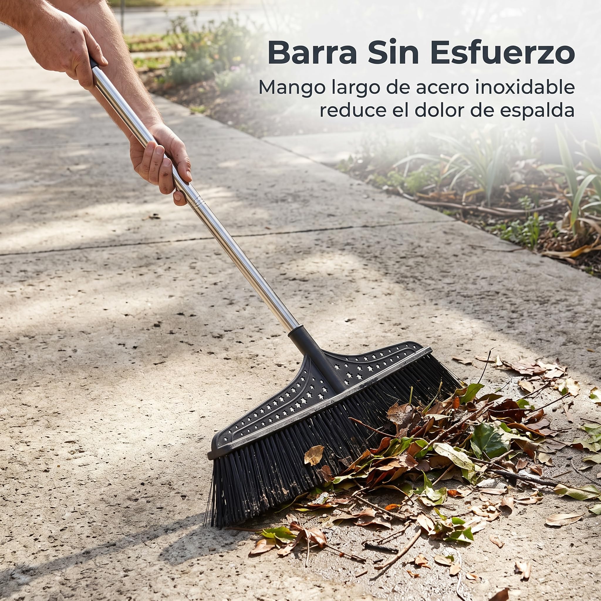 MagiDeal Escoba Exterior para Patio Escoba Cepillo Barredora Limpiador con Cerdas Que Retiran Hojas y Polvo Cabezal Amplio y Mango Extendido Ergonómico, 70 cm