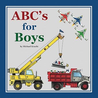 ABCs for Boys Hardcover Alphabet Book, Baby & Childrens Book - Hand-Illustrated Trucks, Planes, Cars & More