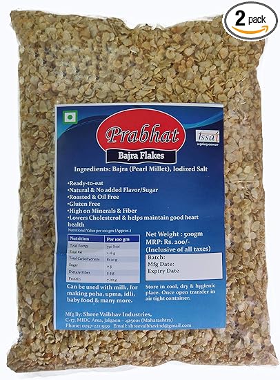 Prabhat Bajra Flakes, 2 x 500 g