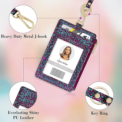 Miniatura 18 de Soporte para tarjetas de identificación con cordón, soporte vertical brillante para tarjetas de identificación con 1 ventana de identificación