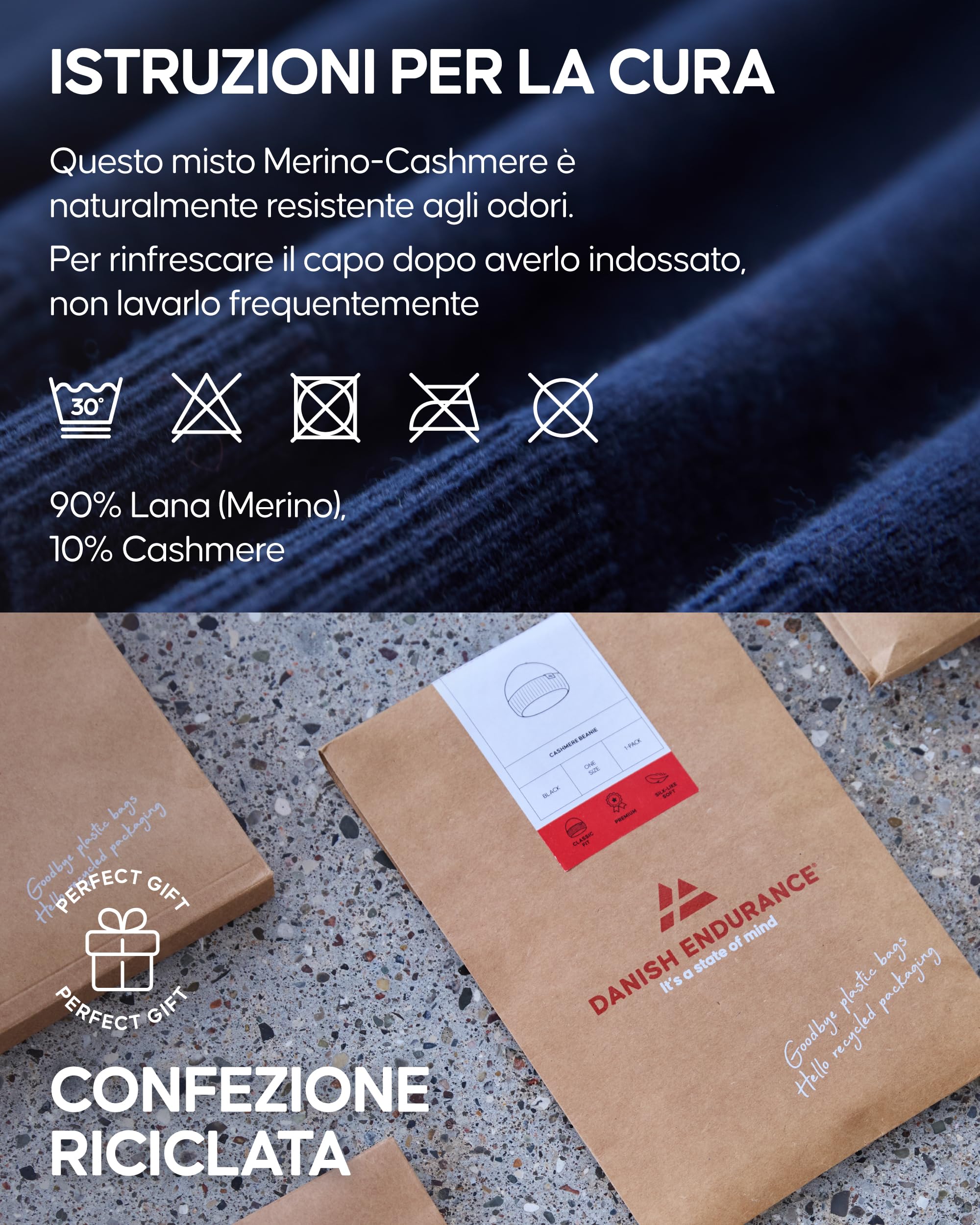 DANISH ENDURANCE Maglia Donna Maniche Lunghe, Maglione a Collo Alto Lana Merino e Cashmere, Dolcevita, Morbido e Traspirante