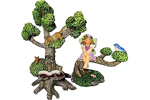 Fairy Garden Miniature Fairy with Reading Tree Statue