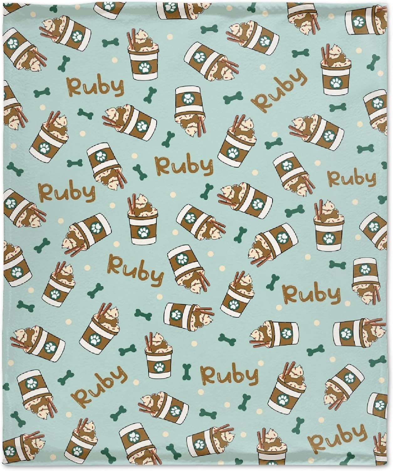 review Personalized Pet Dog Blanket with Name Puppy Dog Coffee Custom Blanket Gifts for Dog Lovers Girls Boy, Super Soft Blankets for Bed Nursery Decor 40