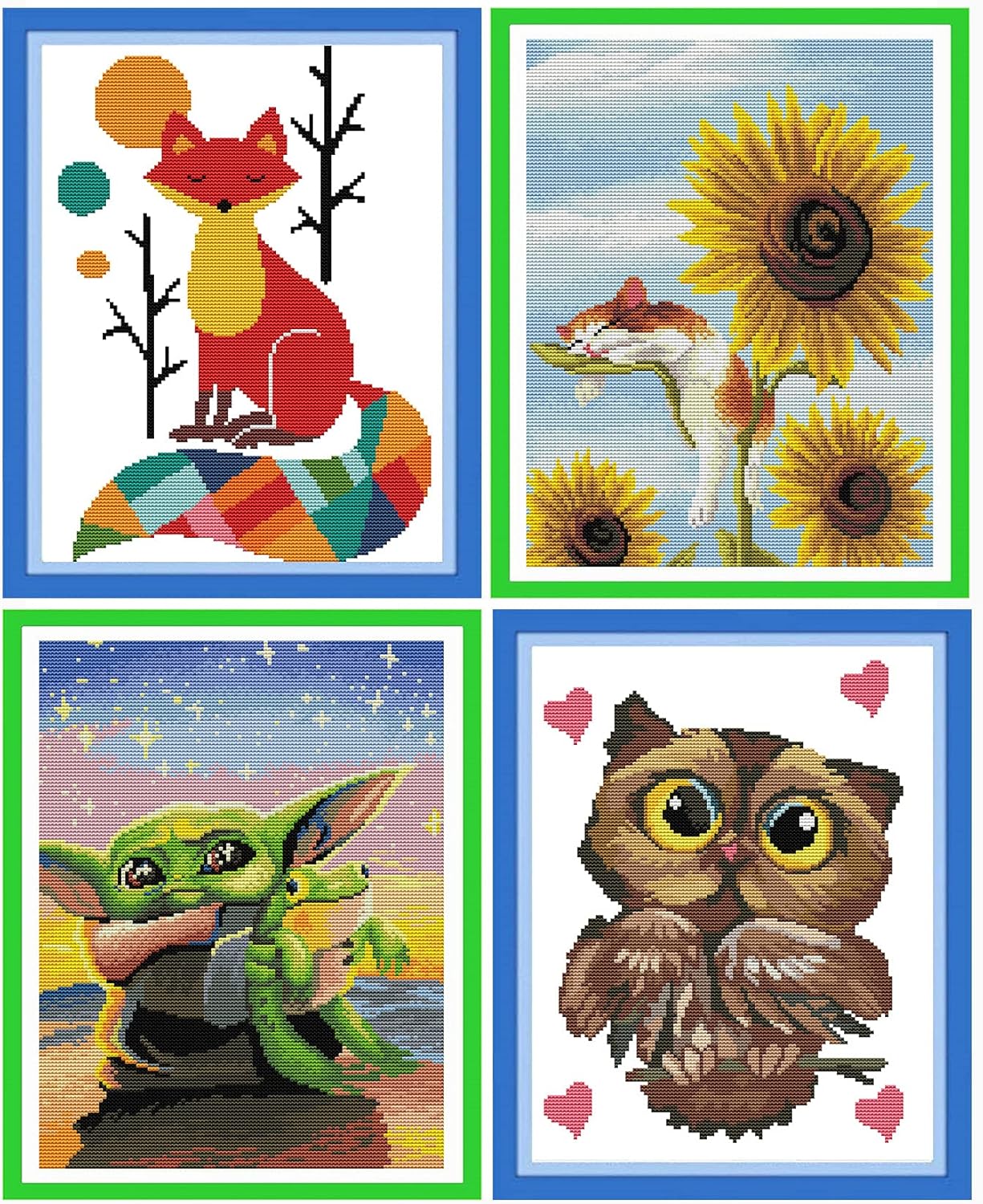 Buy Animals Cross Stitch Kits for Adults 4 Pack Stamped Cross