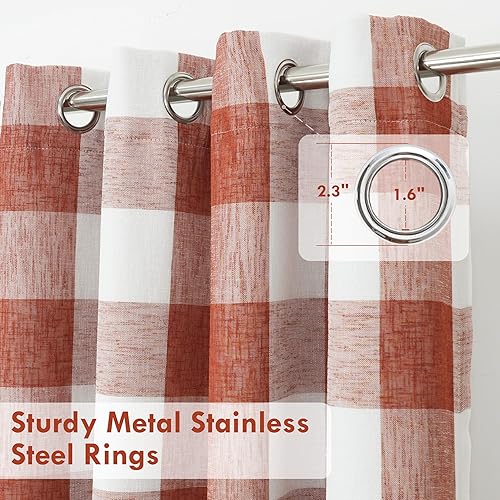Vista 52 de DriftAway - Cortinas de ojales opacas, patrón a cuadros, forro térmico con aislamiento, blackout, impresas a cuadros, 2 capas, juego de 2 paneles