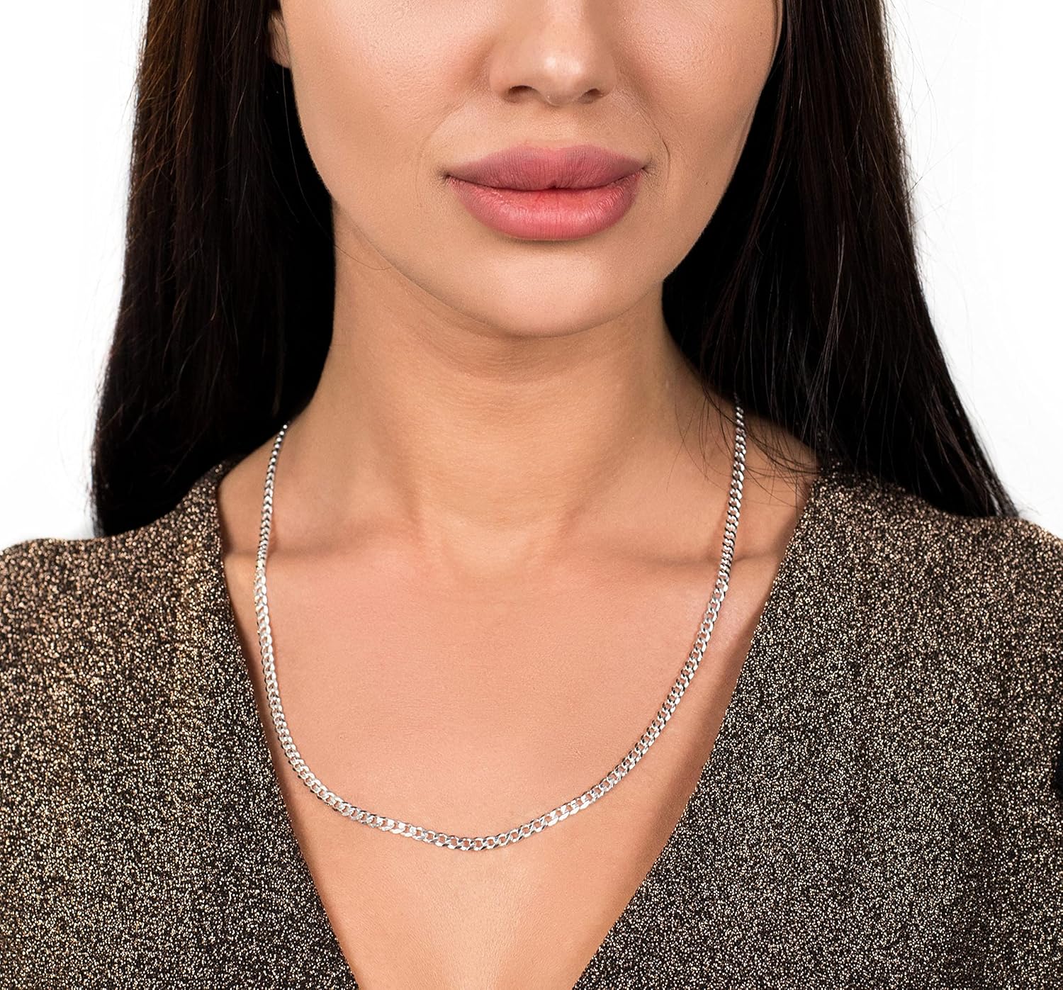 Savlano 925 Sterling Silver 4mm Italian Solid Curb Cuban Link Chain Necklace For Men & Women - Made in Italy Comes With a Gift Box