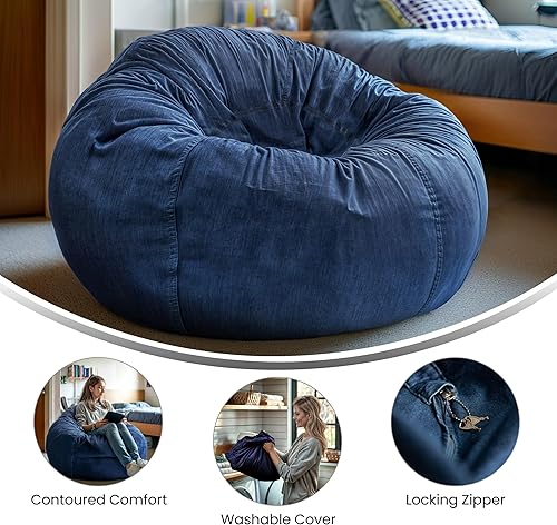 Miniatura 37 de Flash Furniture Puf de gran tamaño para niños y adultos, juego de 1, sherpa natural Negro -,Negro Peludo,Blush Peludo,Marrón,Camouflaje,Azul