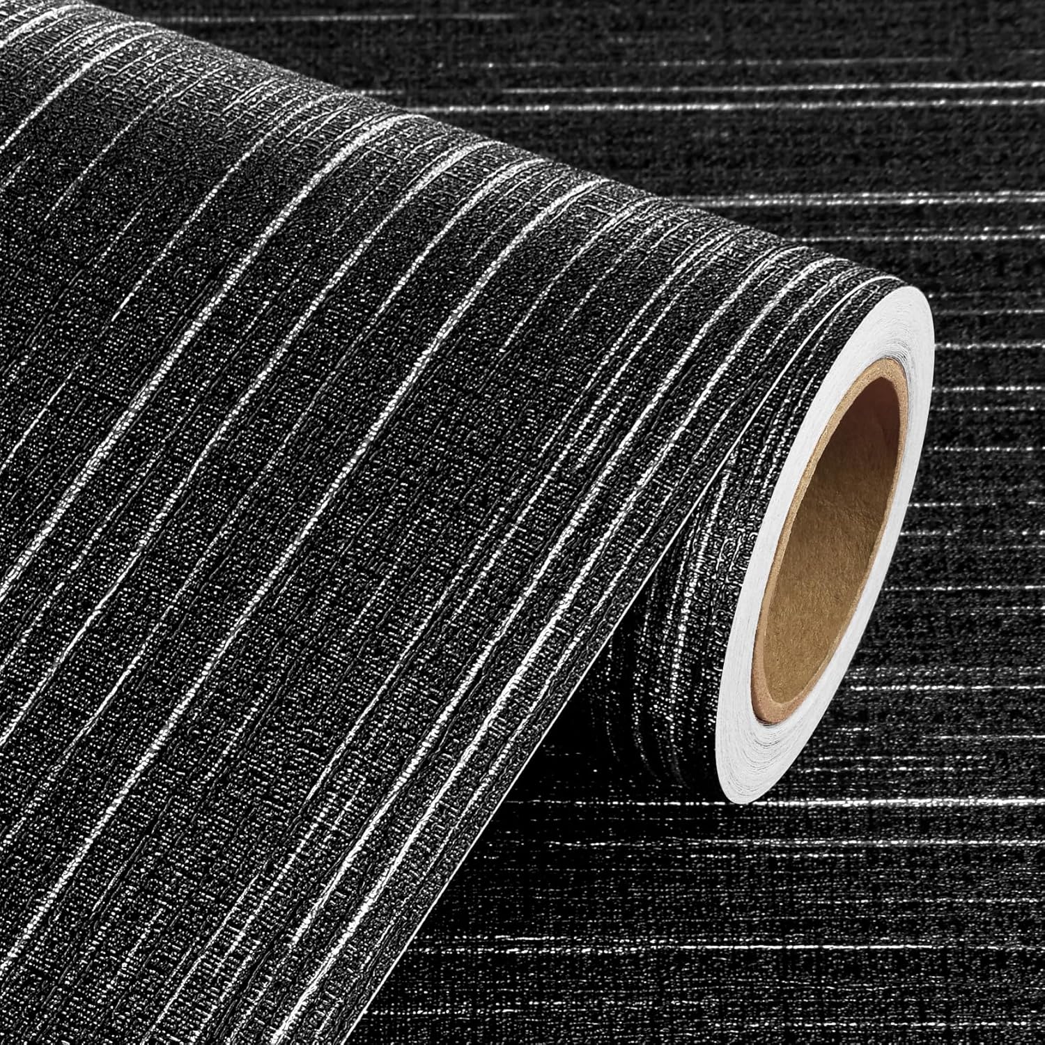 Livelynine Black Grasscloth Wallpaper Textured Peel and Stick Wallpaper Black and White Prepasted Removable Contact Paper for Walls Dark Masculine Modern Texture Wall Paper Grass Cloth Vinyl 15.8x78.8 15.8x78.8 Inch Black Grasscloth SIMILAR NOT EXACT ITEM INCOMPLETE