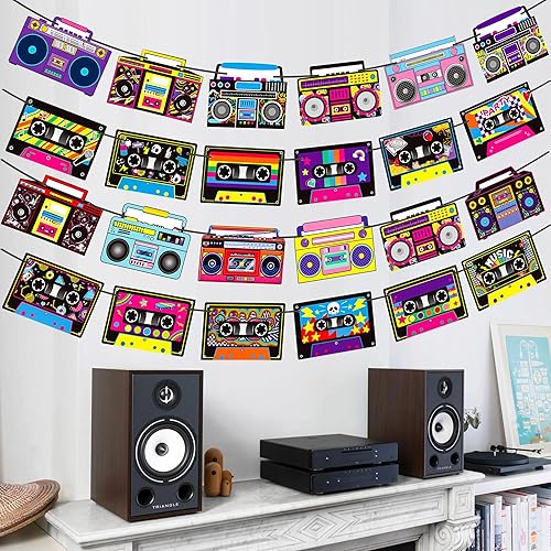 Miniatura 6 de Cinta de casete para fiestas, decoración de fiesta, 4 unidades de radio, boombox, decoración de fiesta de 1980, decoración de fiesta de hip hop,