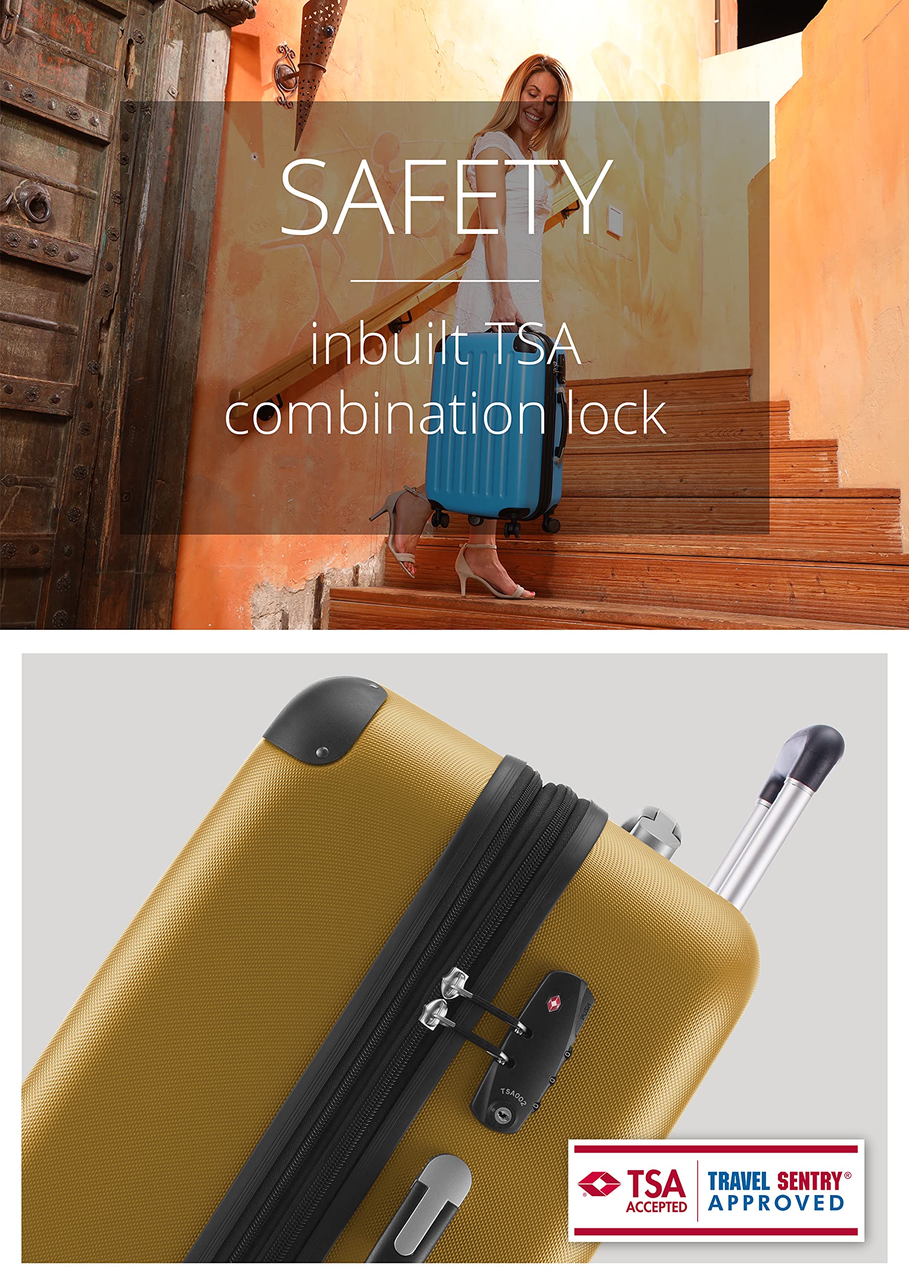 HAUPTSTADTKOFFER - SPREE - Valigia rigida, Trolley espandibile, Bagaglio con 4 ruote doppie, TSA, 75 cm, 119 litri, Autunno Oro