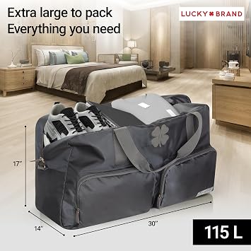 Lucky Travel Duffel Bag 115L - Large Foldable Gym Bag With Adjustable Strap For Men & Women