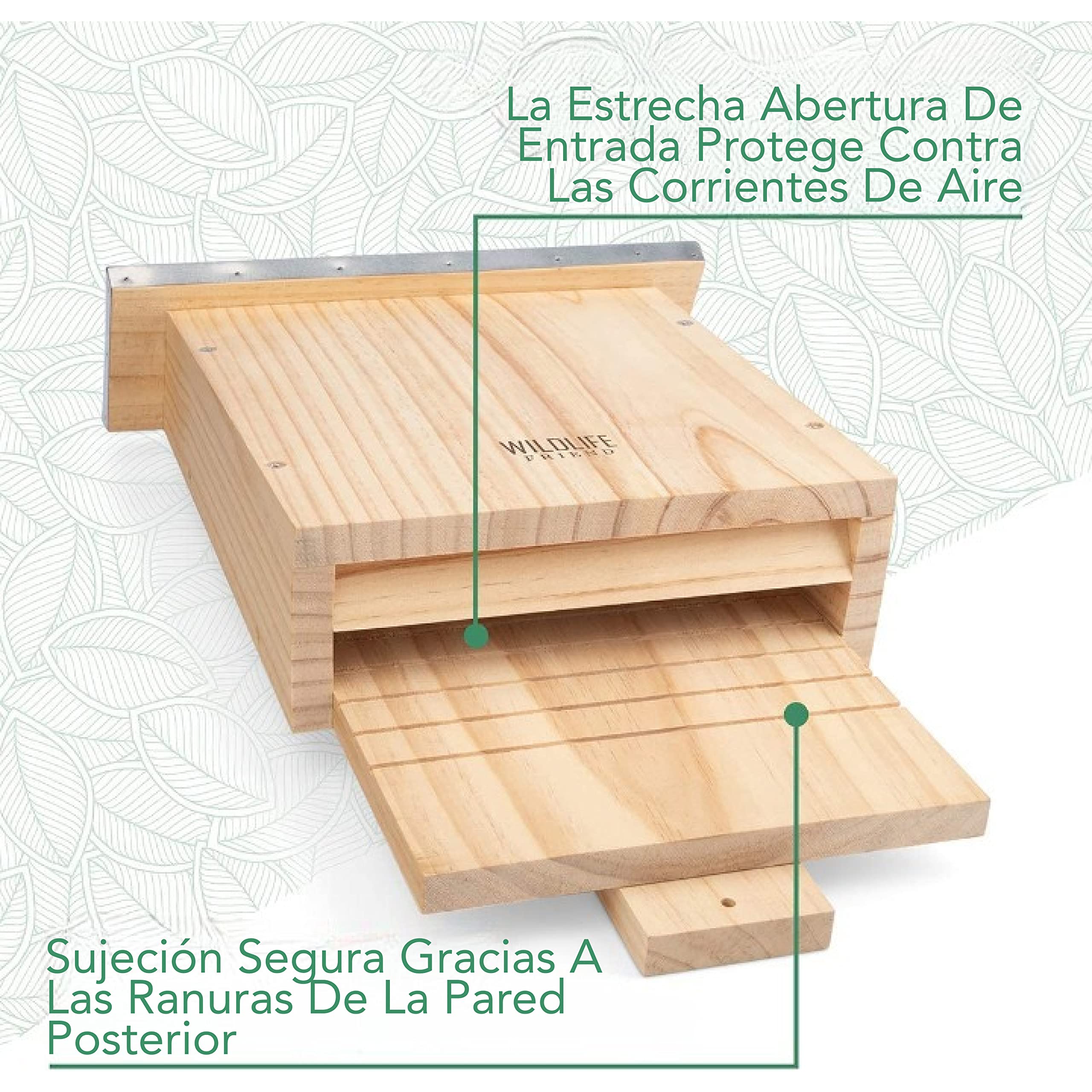 WILDLIFE FRIEND Caja Grande para murciélagos, Madera Maciza atornillada y 100% Resistente a la Intemperie, Sin Tratar, Casa para murciélagos y Caja de anidación para murciélagos