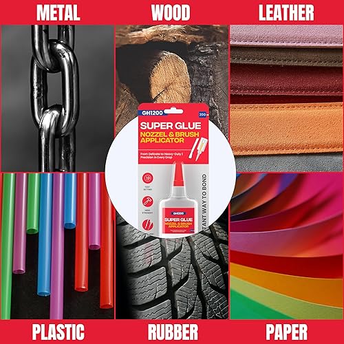 Miniatura 4 de GH1200 (2 en 1) Superpegamento con Aplicador de Pincel y Boquilla, Pincel de Superpegamento Sin Desorden, Instantáneo Nunca se Seca, Pegamento Ca de