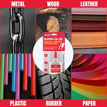 GH1200 (2-in-1) Super Glue with Brush Applicator & Nozzle, Mess Free Superglue Brush, Instant Never Dries, 3000 CPS Ca Glue, No Stain Clear Glue, Super Glue for Plastic, Rubber & More