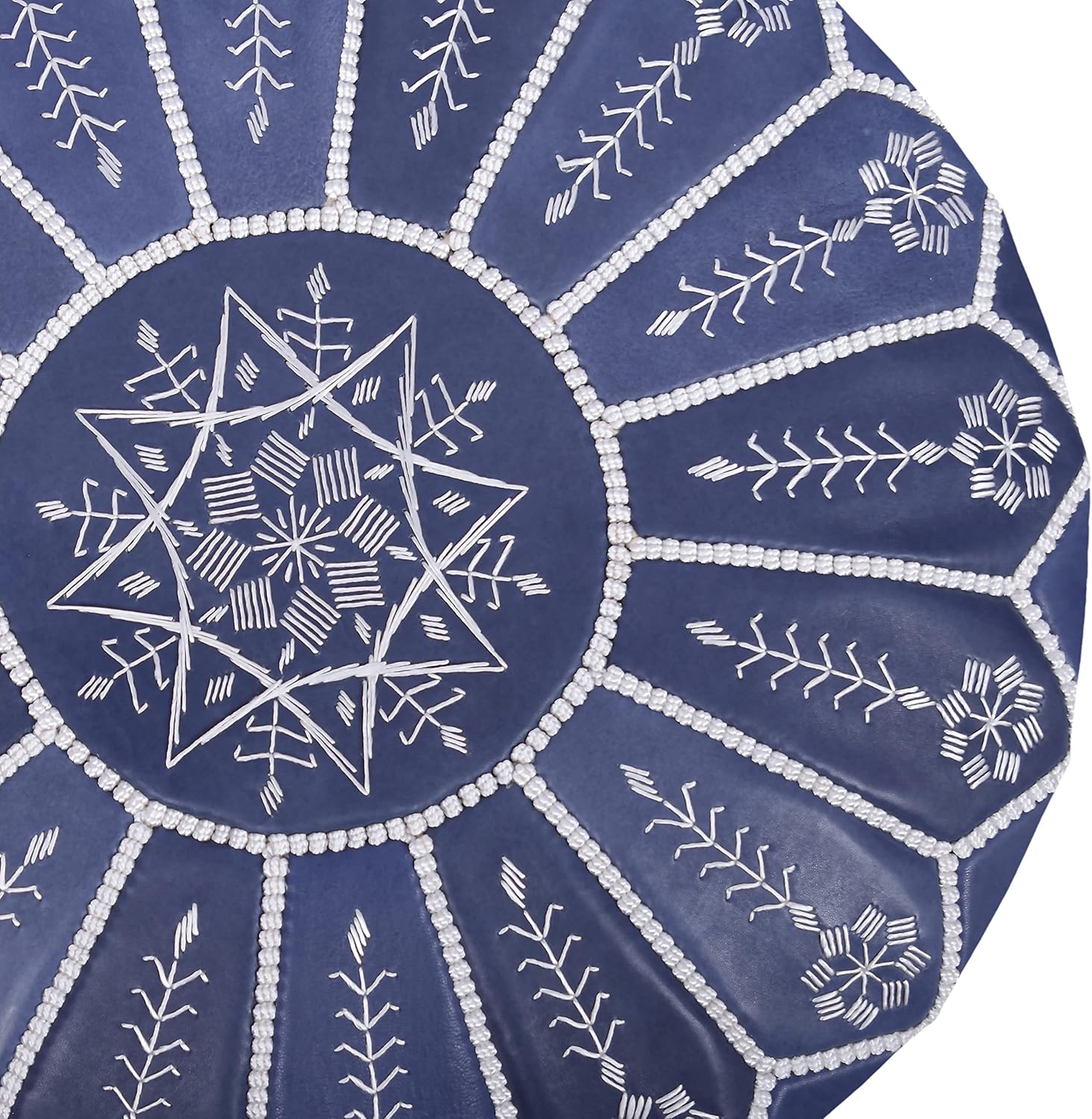 Marrakesh Gallery Genuine Leather Round Pouf Unstuffed - Moroccan Ottoman Footstool, Footrest Cover - Boho Decor - Bohemian Living Room, Bedroom, Kids Room, Gift & Wedding