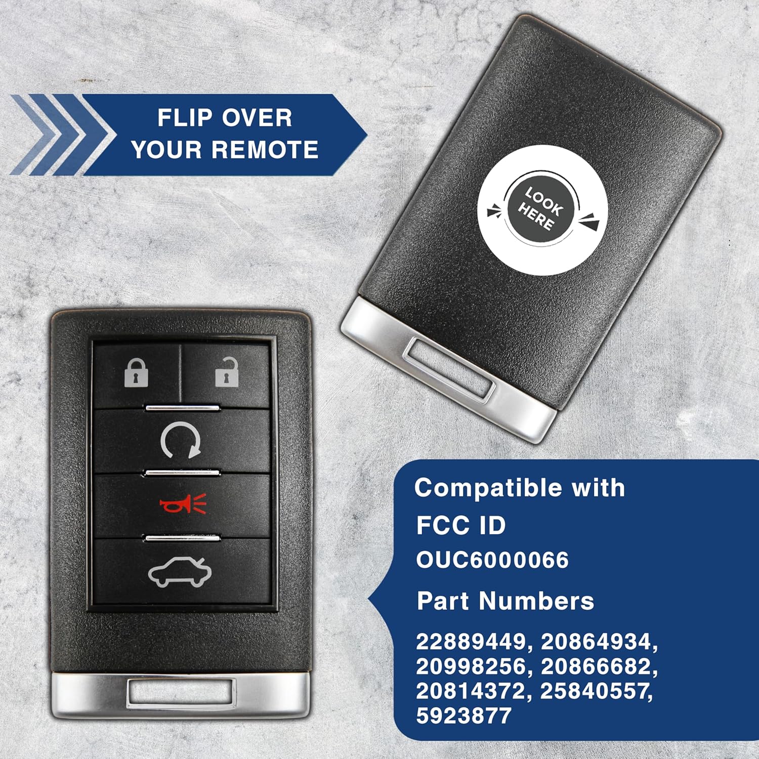 KeylessOption Key Fob Replacement for 2008 2009 2010 2011 2012 2013 2014 2015 2016 Cadillac CTS Coupe DTS Remote, 4-Button OUC6000066, Programming Guide Included - Image 4